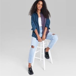 Women's Long Sleeve Hi-Low Oversized
Flannel Shirt - Wild Fable